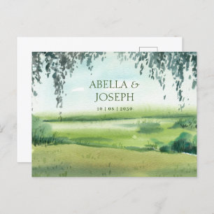 Invitation Carte Postale Paysage nature herbes mariage