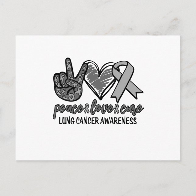 Invitation Carte Postale Peace Love Cure Lung Cancer Sensibilisation (Devant)
