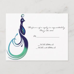 Invitation Carte Postale Peacock précieux en violet, Turquoise et vert