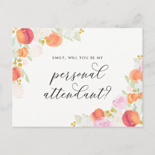 Invitation Carte Postale Pêches Aquarelle Floral Soyez Mon Accompagnateur P