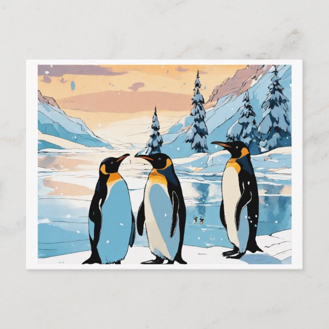 Invitation Carte Postale Penguin Huddle : Ensemble dans la neige (Devant)