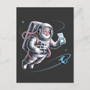 Invitation Carte Postale Père Noël Astronaute avec Combinaison Spatiale Noë