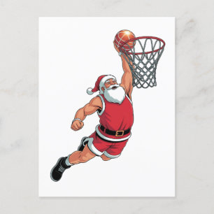 Invitation Carte Postale Père Noël Jouer au basket-ball Noël Amateurs de sp