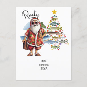 Invitation Carte Postale Père Noël rejoint les fans de pêche pour la fête d