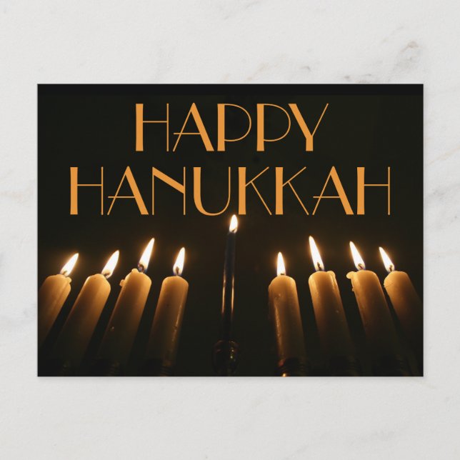 Invitation Carte Postale Personnellement Bonne Hanoukka Menorah bougie (Devant)