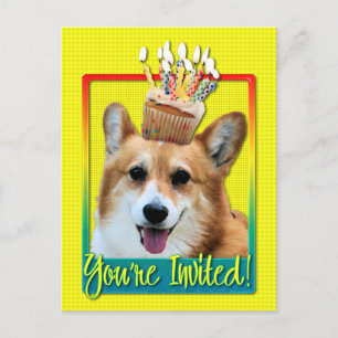 Invitation Carte Postale Petit gâteau d'invitation - corgi - Owen