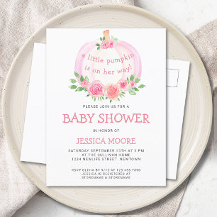 Invitation Carte Postale Petite Citrouille Sur Son Chemin Baby shower