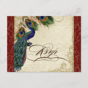 Invitation Carte Postale Peuplier et plumes Mariage officiel Réponse du PVP