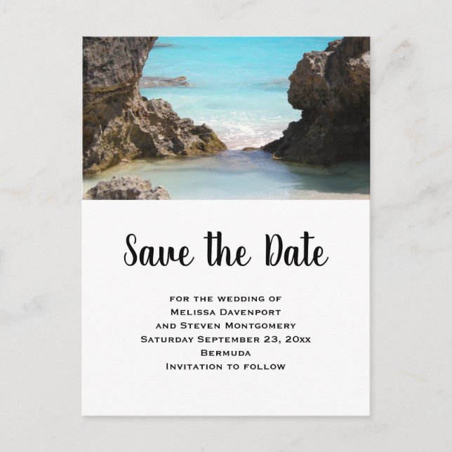 Invitation Carte Postale Photo de Bermuda Coast Tropical Sea Save Date (Devant)