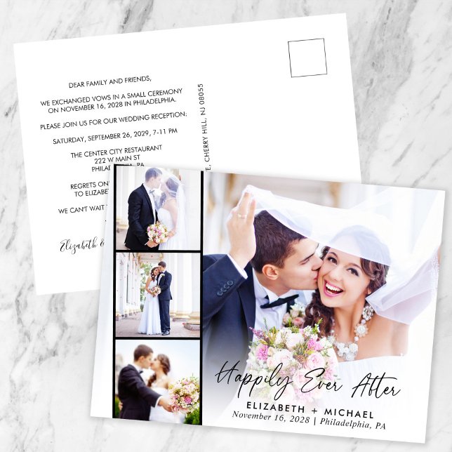 Invitation Carte Postale Photo de mariage réception de mariage Heureux pour (Créateur téléchargé)
