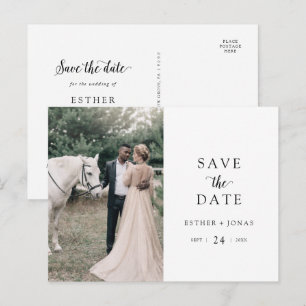 Invitation Carte Postale Photo de script vintage Enregistrer la date