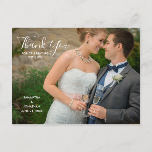 Invitation Carte Postale Photo horizontale   Merci Mariage de calligraphie