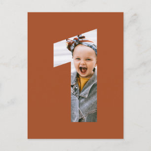 Invitation Carte Postale Photo minimaliste 1er anniversaire COULEUR PERSONN