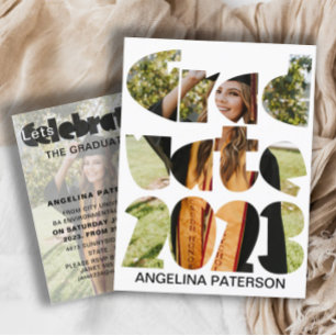 Invitation Carte Postale Photo moderne simple Graduation noir & blanc