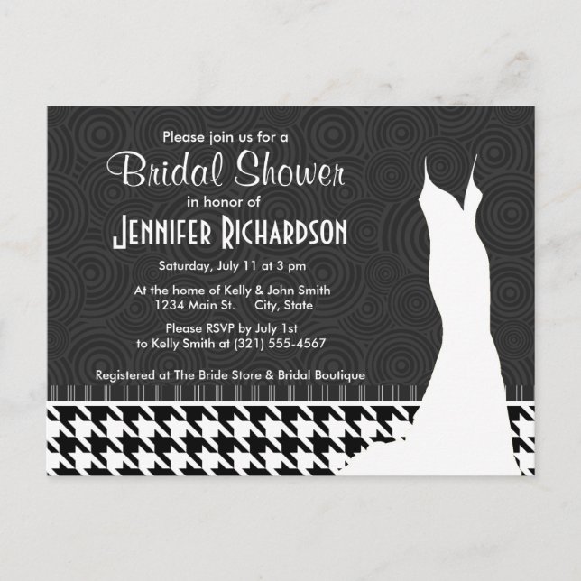 Invitation Carte Postale Pied de fond noir et blanc (Devant)