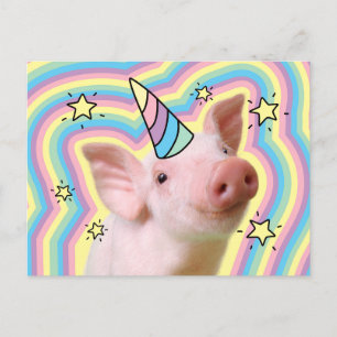 Invitation Carte Postale Piglet magique Unicorn