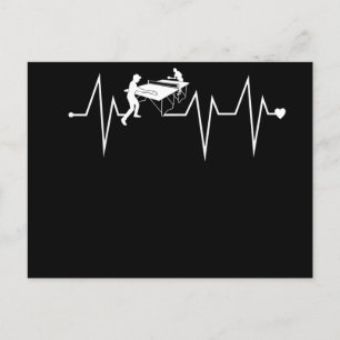 Invitation Carte Postale Ping Pong Table Tennis Heart beat pouls rate