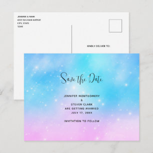 Invitation Carte Postale Pink and Blue Pastel Gradient Sky Enregistrer la d
