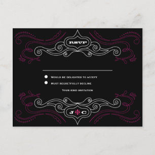 Invitation Carte Postale Pink & Black Rock 'n' Roll Music Mariage à thème