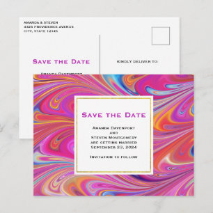 Invitation Carte Postale Pink Orange Swirls Abstract Design Enregistrer la