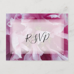 Invitation Carte Postale Pink Peony Flower Wedding Réponse RSVP