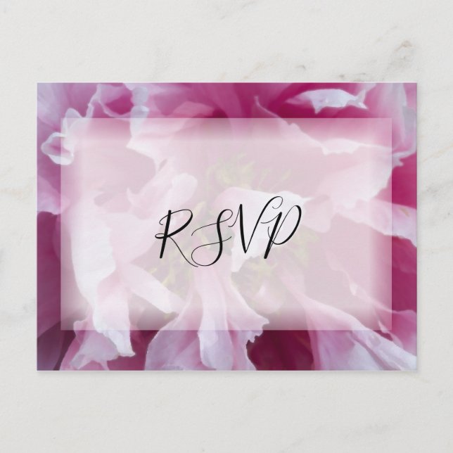 Invitation Carte Postale Pink Peony Flower Wedding Réponse RSVP (Devant)