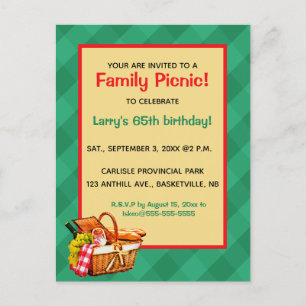 Invitation Carte Postale Pique-nique de famille modifiable fête d'anniversa