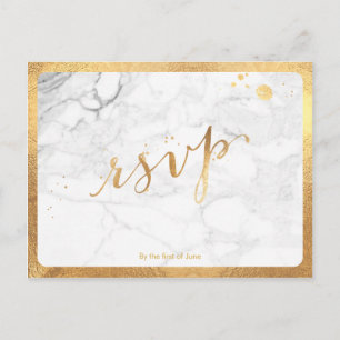 Invitation Carte Postale PixDezines RSVP/FAUX GOLD/MARBLE/FUN SCRIPT