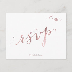 Invitation Carte Postale PixDezines RSVP/FAUX ROSE GOLD FOIL/POLICE DE CARA