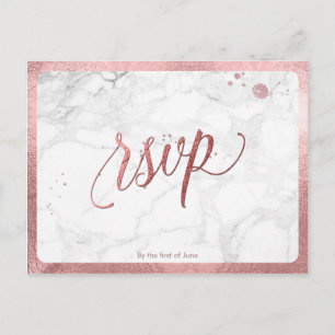 Invitation Carte Postale PixDezines RSVP/FAUX ROSE OR/MARBLE