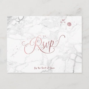 Invitation Carte Postale PixDezines RSVP/FAUX ROSE OR/MARBLE