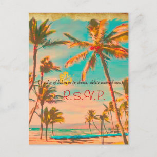 Invitation Carte Postale PixDezines Vintage Hawaiian Beach/turquoise