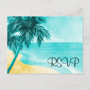 Invitation Carte Postale Plage tropicale RSVP