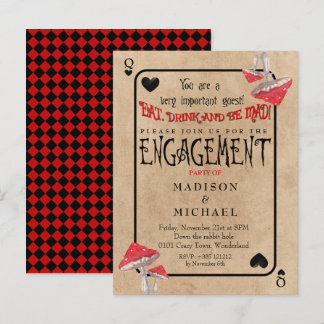 Invitation Carte Postale Playing Card Crazy Mushrooms Engagement Party