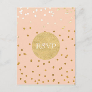Invitation Carte Postale Poche et or brillant Confetti Dots Chic moderne RS