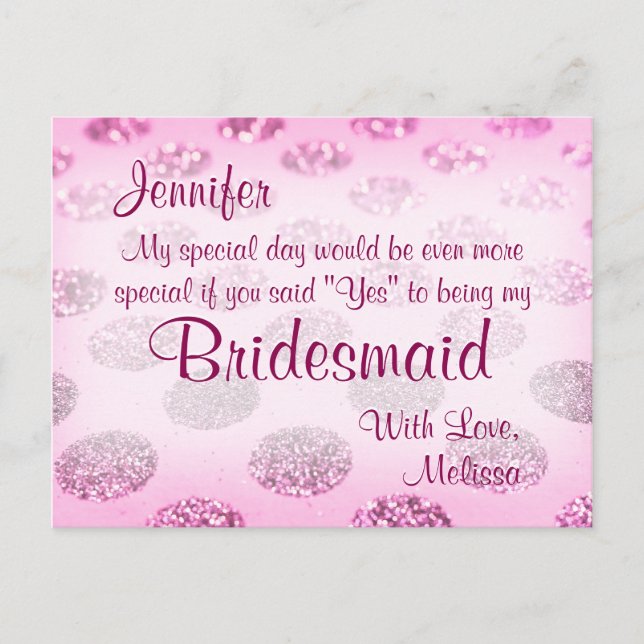 Invitation Carte Postale Pois rose | Serez-Vous Ma Femme D'Accueil ? (Devant)