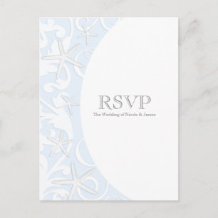 Invitation Carte Postale Poisson blanc Plage bleue Mariage élégant RSVP