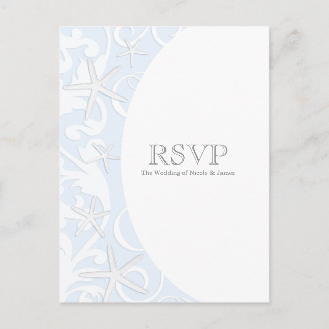 Invitation Carte Postale Poisson blanc Plage bleue Mariage élégant RSVP (Devant)