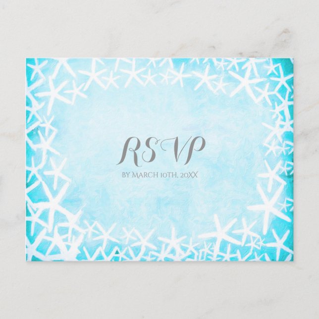 Invitation Carte Postale Poisson-étoile peint Aqua Blue Party personnalisé  (Devant)