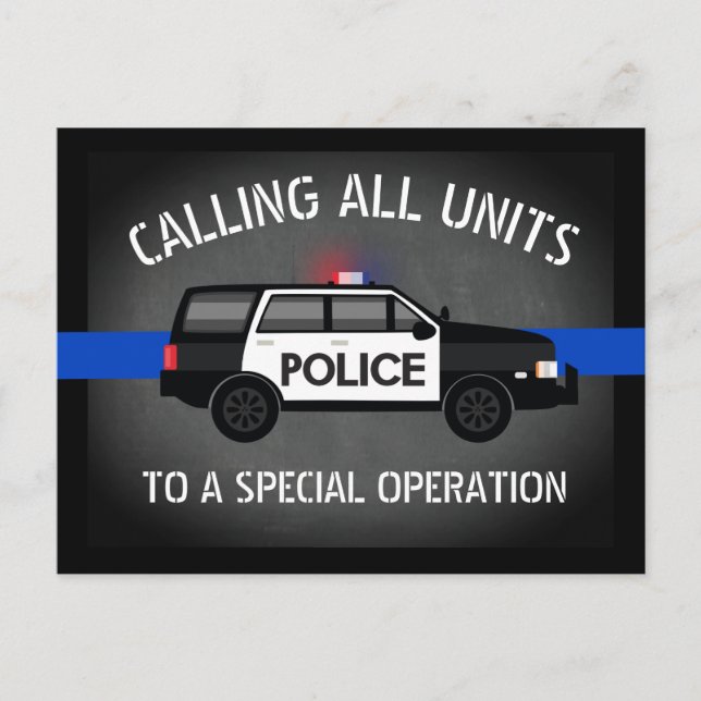 Invitation Carte Postale Police SUV mince Ligne bleue spéciale Op Anniversa (Devant)