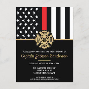 Invitation Carte Postale Pompier Pompier Service de retraite pompier