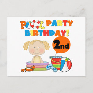 Invitation Carte Postale Pool Party 2e anniversaire Tshirts et cadeaux