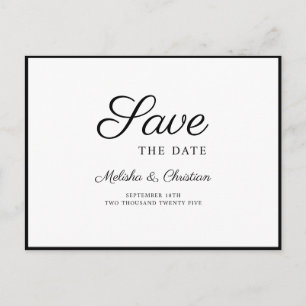 Invitation Carte Postale Postcar Enregistrer la date moderne horizontale