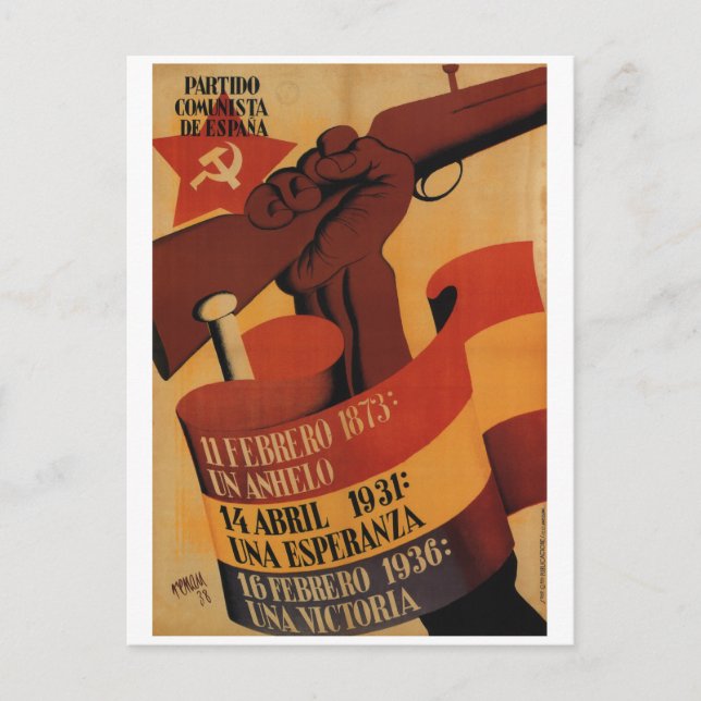 Invitation Carte Postale Poster du Parti Communiste d'Espagne_Propagande (Devant)