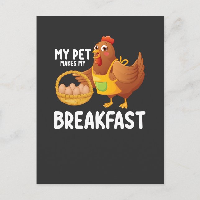 Invitation Carte Postale Poulet Mon Animal Fait Mon Petit Déjeuner (Devant)