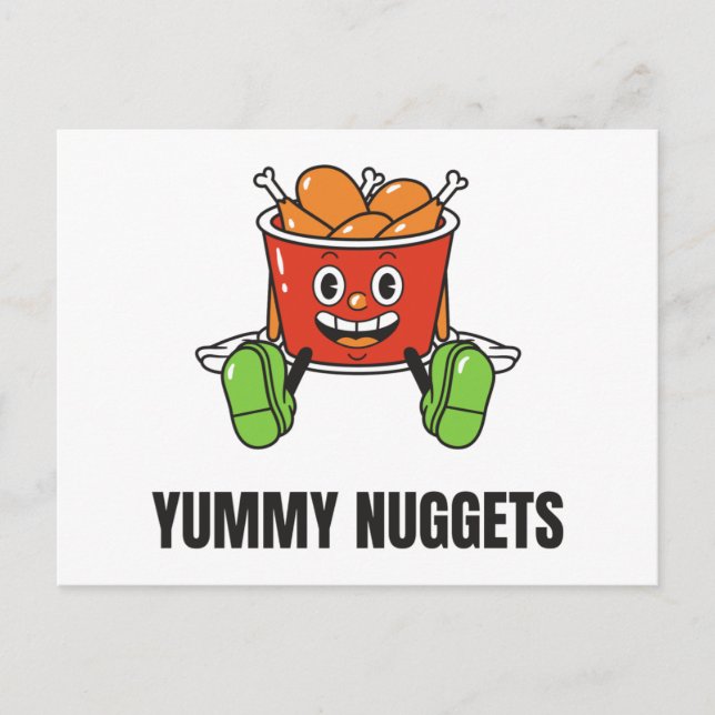 Invitation Carte Postale Poulet Nuggets Nourriture Kawaii Visage (Devant)