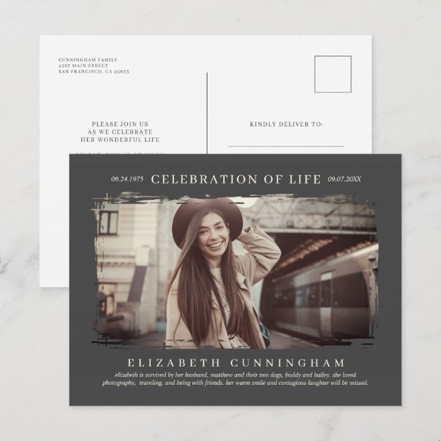 Invitation Carte Postale Pour sa célébration de la vie Photo simple moderne (Devant / Derrière)