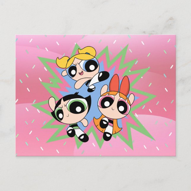 Invitation Carte Postale Powerpuff Girls Powfactor (Devant)
