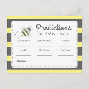 Invitation Carte Postale Prédictions de baby shower Bumblebee jaune et noir