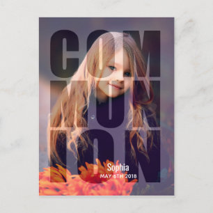 Invitation Carte Postale Première communion Bold Photo Overlay Typografy